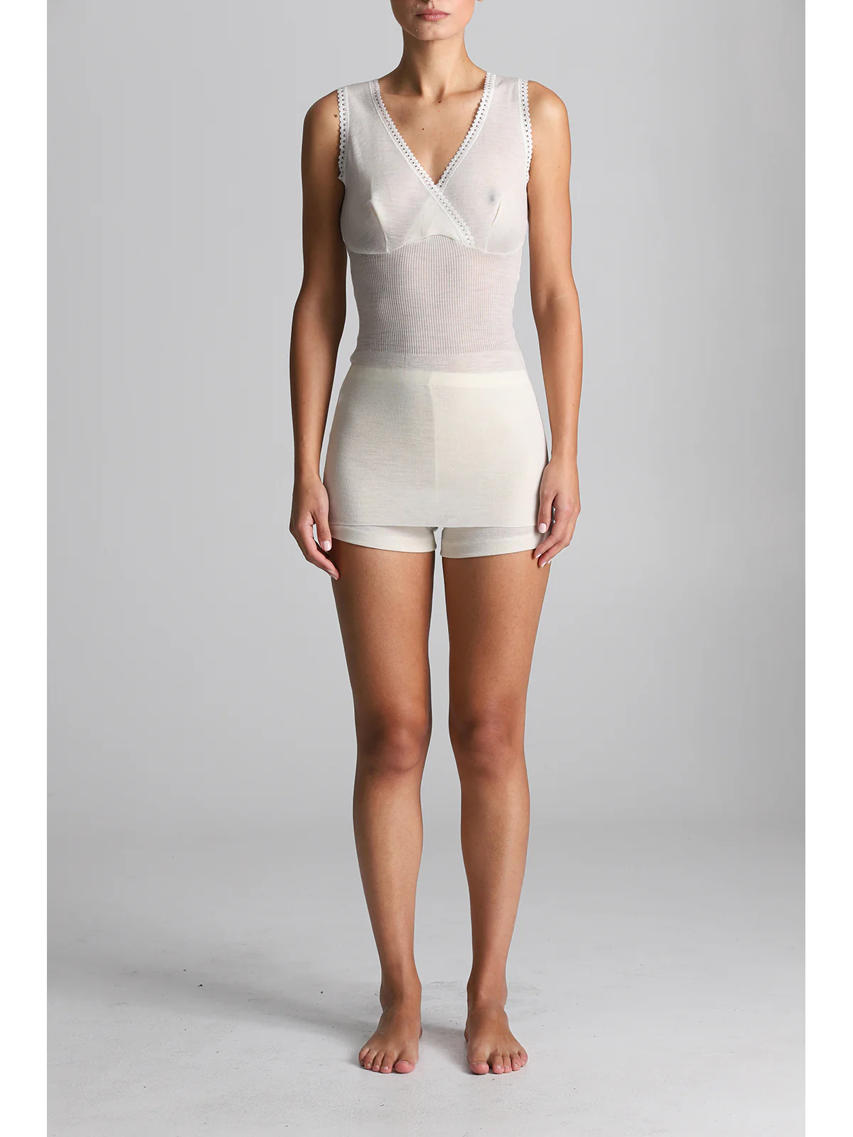 Vest In Lightweight Pure Virgin Wool - WHITE - Image 2