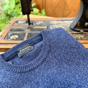 Blue moulinè sweater in pure wool