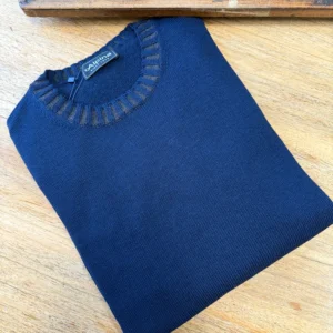 Blue sweater in pure extrafine merino wool