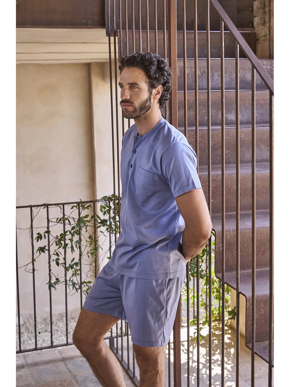 Short pyjamas in fine mercerized cotton jersey- AVIO - Image 4