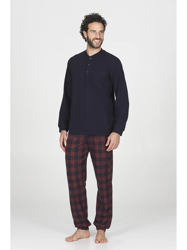 Warm jacquard cotton pajamas-GREEN SCOTTISH - Image 3