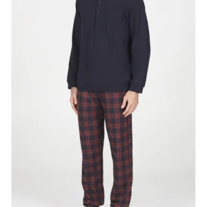 Warm jacquard cotton pajamas-GREEN SCOTTISH