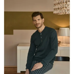 Warm long pajamas in pure cotton