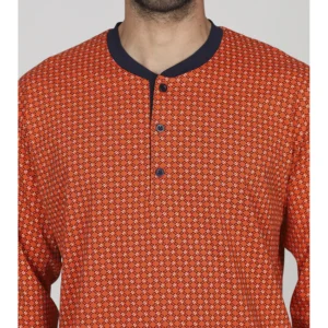 Men's long pajamas with geometric print-GEOMETR.ORANGE