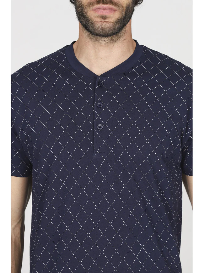 Long, short-sleeved pyjamas in fresh 100% cotton jersey - Image 2