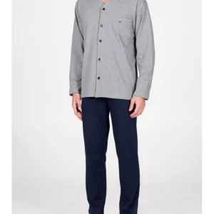 Permanent long cardigan pajamas-BLUE