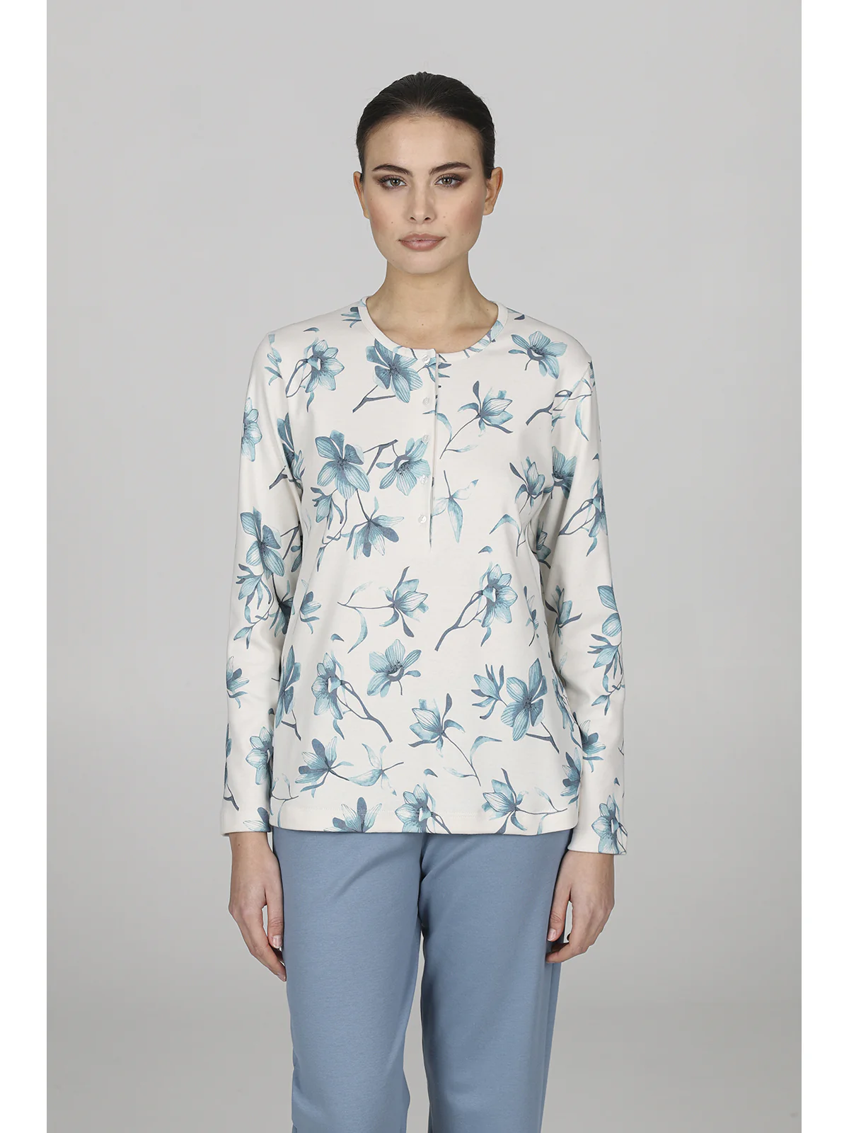 Soft Long Pajama In Pure Cotton - Image 2