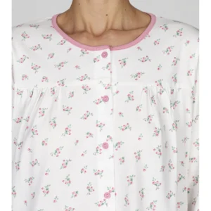 Long Pajama For Women In Pure Cotton With Gathering