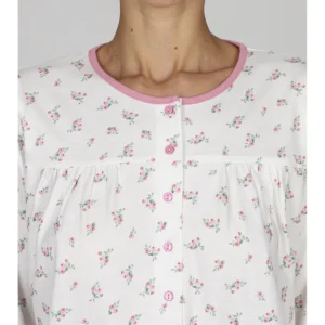 Long Pajama For Women In 100% Cotton With Gathering