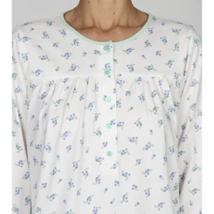 Long Pajama For Women In Pure Cotton With Gathering