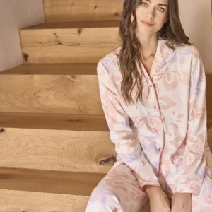Buttoned Women's Pajama With Collar - PESCA