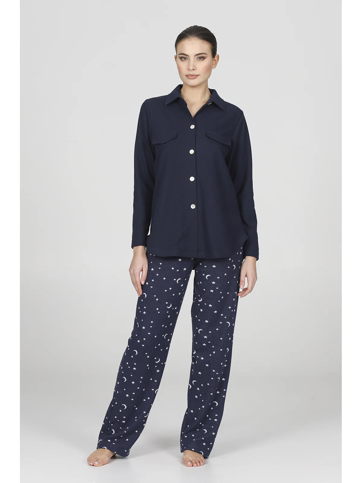 Warm Cotton Jacquard Cardigan - BLUE - Image 3