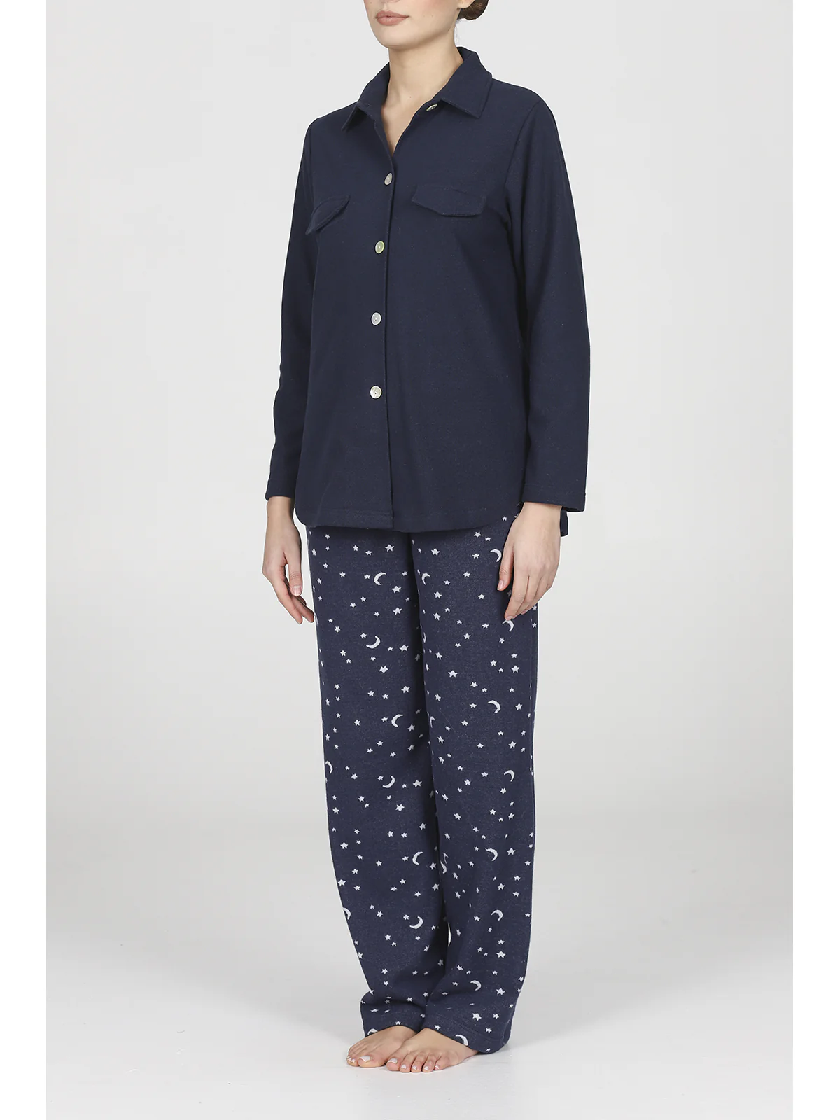 Warm Cotton Jacquard Cardigan - BLUE - Image 8