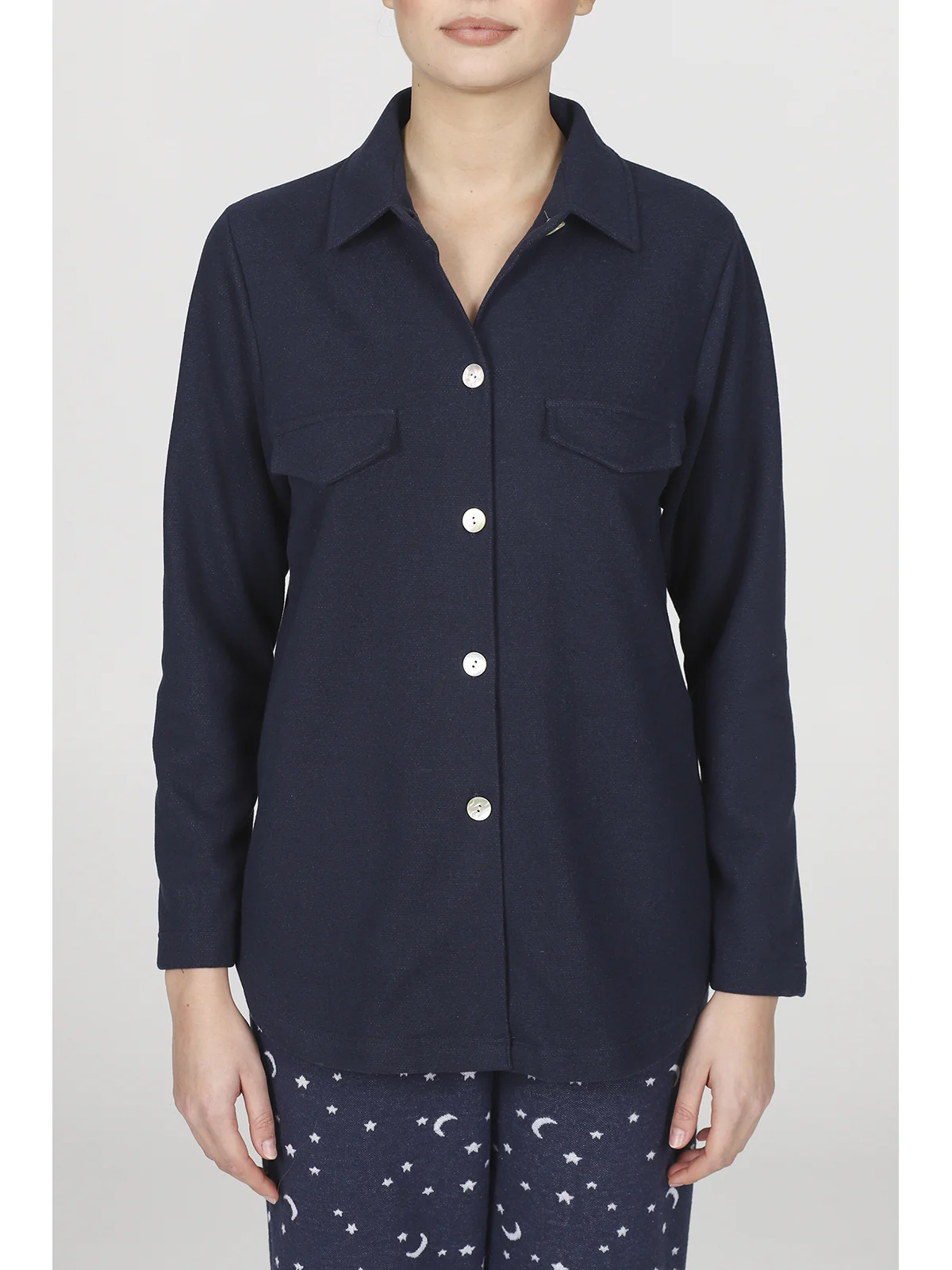 Warm Cotton Jacquard Cardigan - BLUE - Image 6