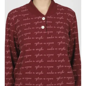 Warm Cotton Jacquard Pajama - BORDEAUX