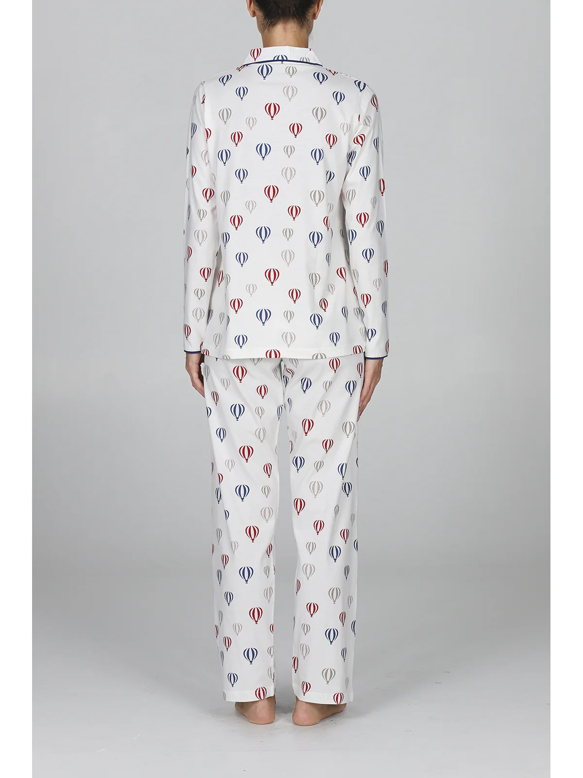 Women's Open Pyjama With Collar - LATTE/BLU - Image 6