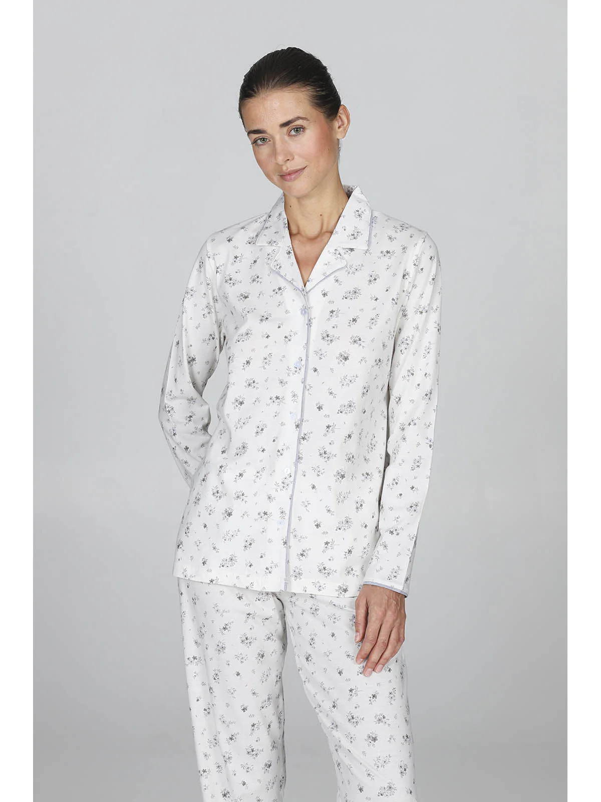 Women's Pajama Cardigan With Collar - LATTE/GRIGIO - Image 4