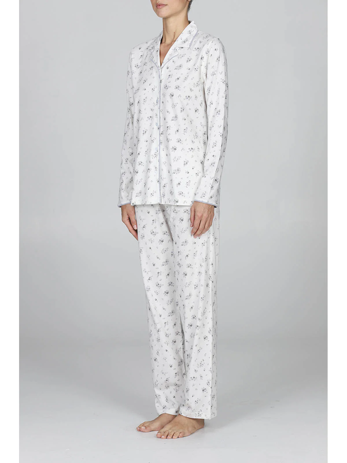 Women's Pajama Cardigan With Collar - LATTE/GRIGIO - Image 3