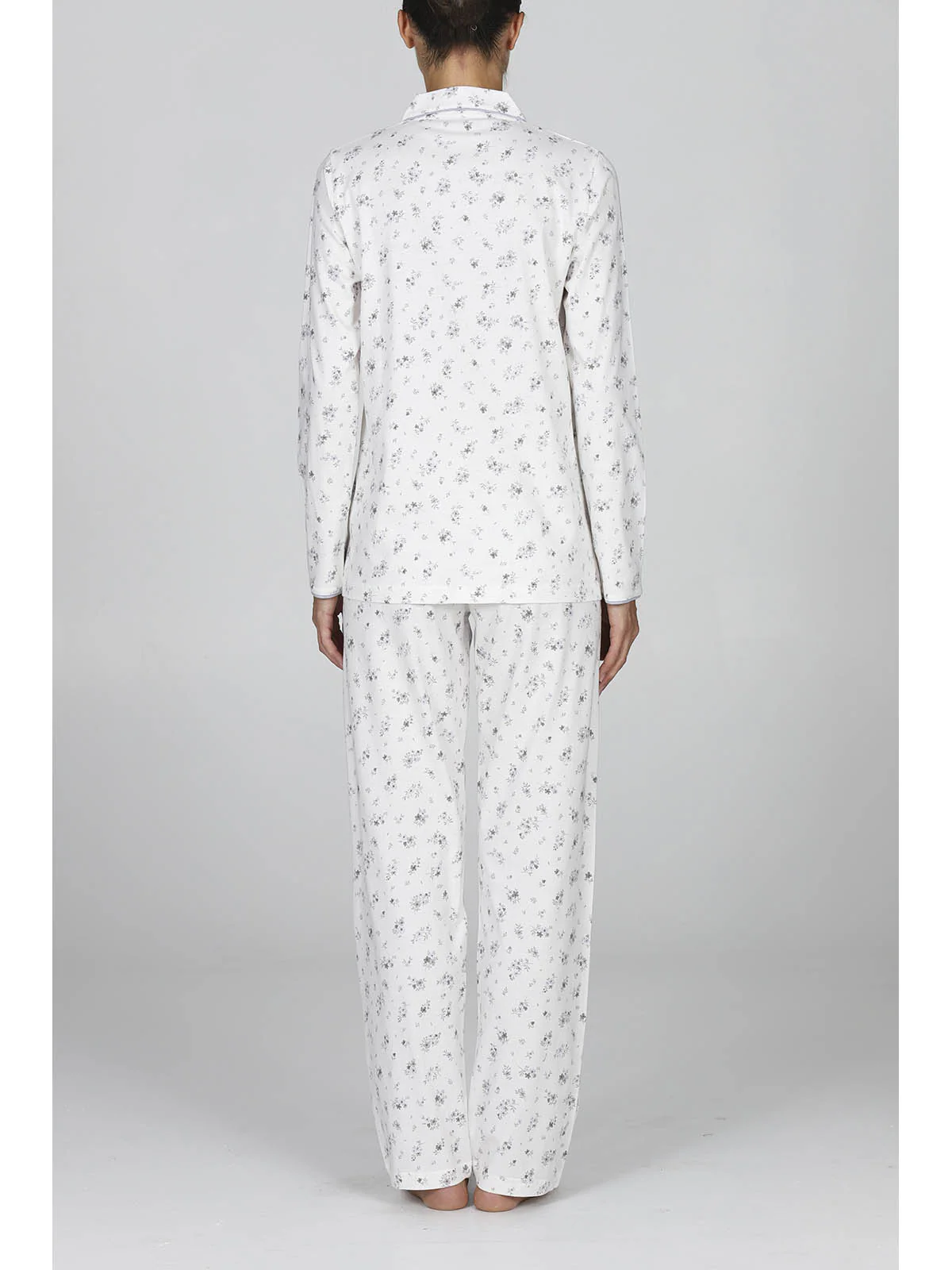 Women's Pajama Cardigan With Collar - LATTE/GRIGIO - Image 2