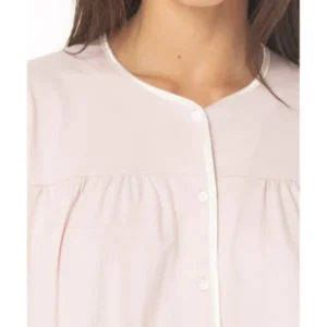 Long Cardigan Pajamas In Soft 100% Cotton Jersey - MILK