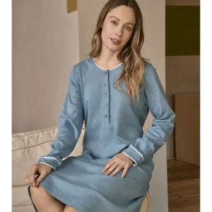 Refined Solid Nightgown - BlUE