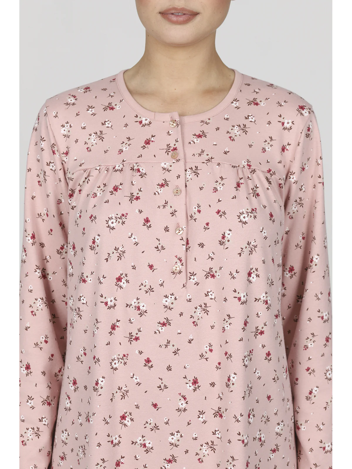 Comfortable And Warm Flower Pattern Nightgown - PINK - Image 7