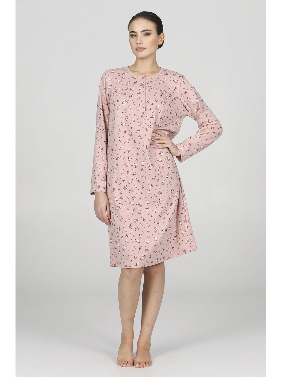 Comfortable And Warm Flower Pattern Nightgown - PINK - Image 8