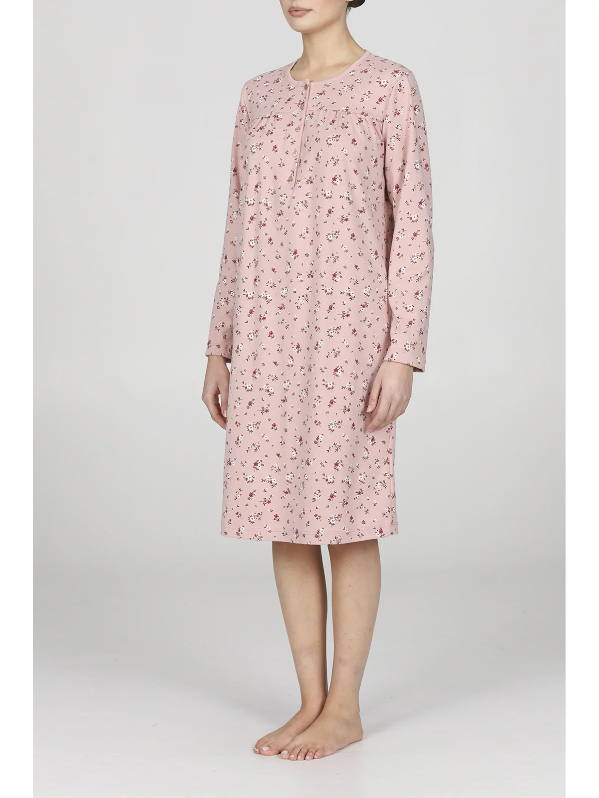 Comfortable And Warm Flower Pattern Nightgown - PINK - Image 6