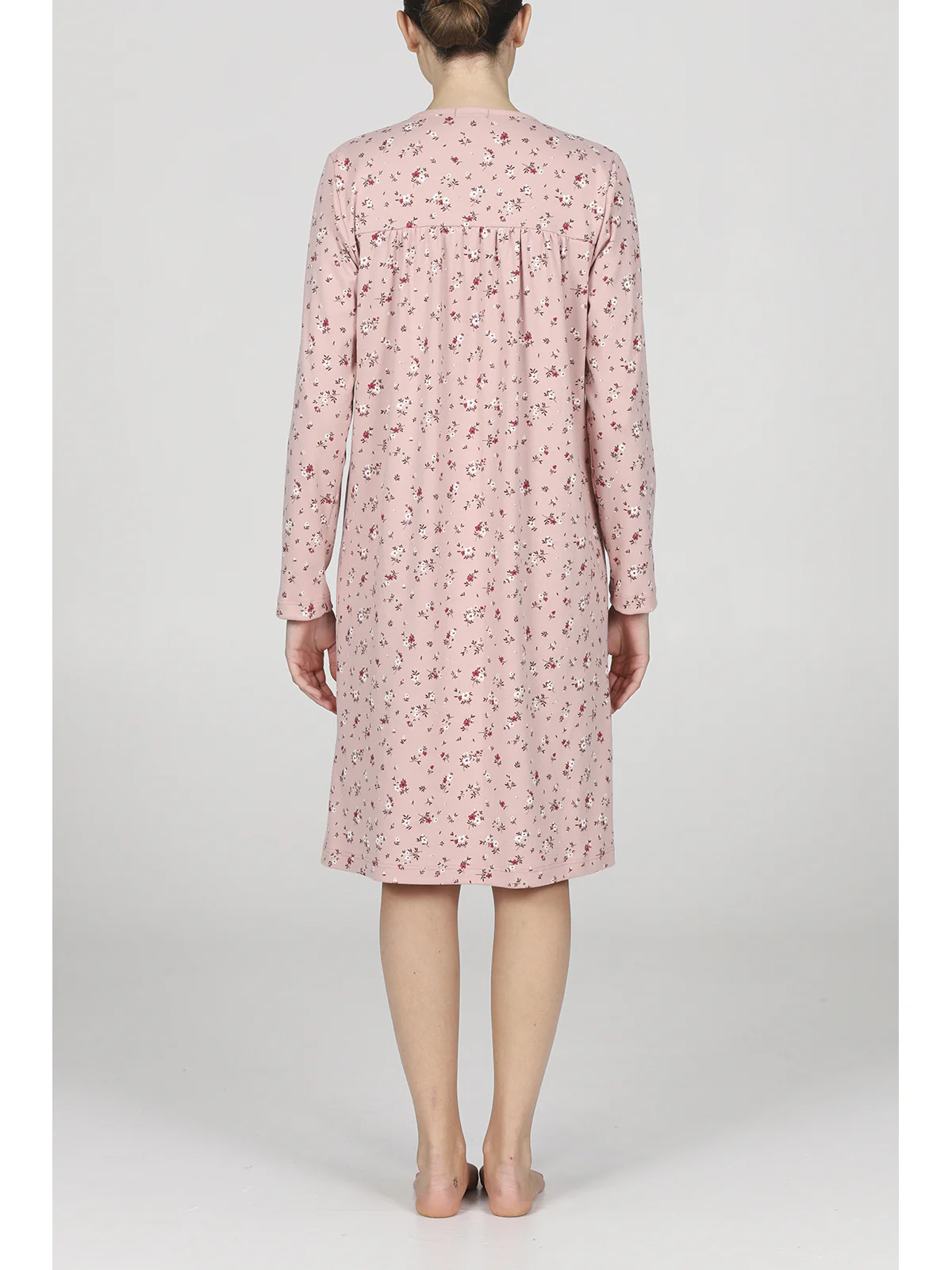 Comfortable And Warm Flower Pattern Nightgown - PINK - Image 5