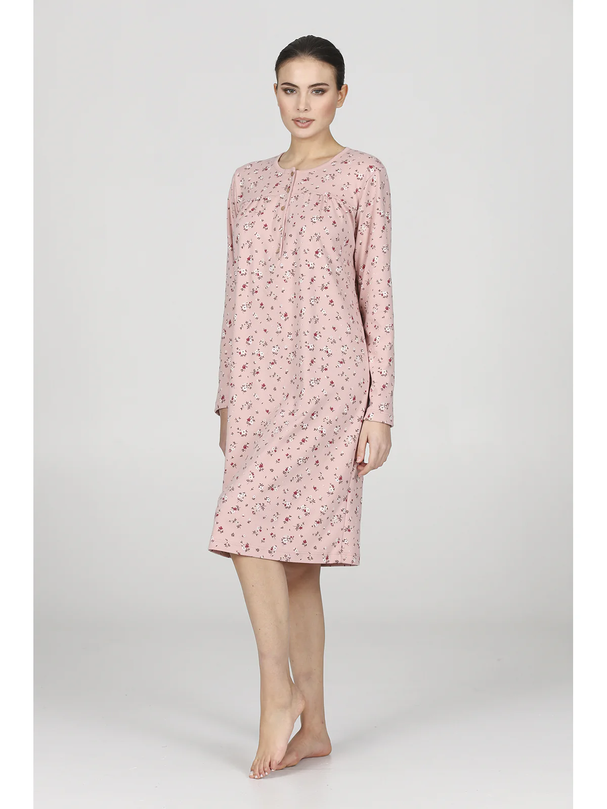 Comfortable And Warm Flower Pattern Nightgown - PINK - Image 3