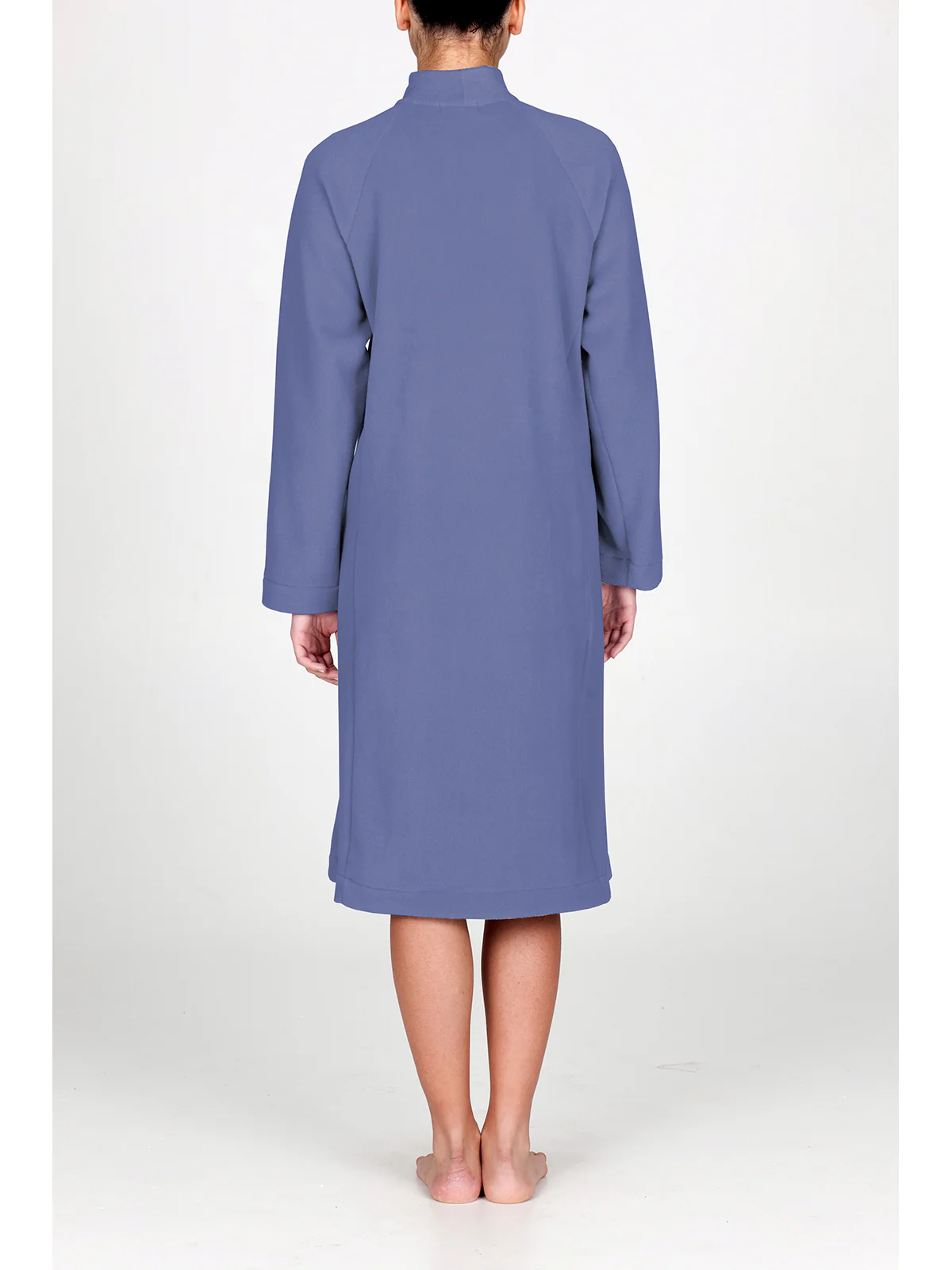 Buttoned Robe In Warm Fleece - INK - Image 2