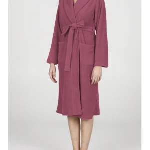 Shawl Dressing Gown In Warm Fleece - ANTIQUE PINK