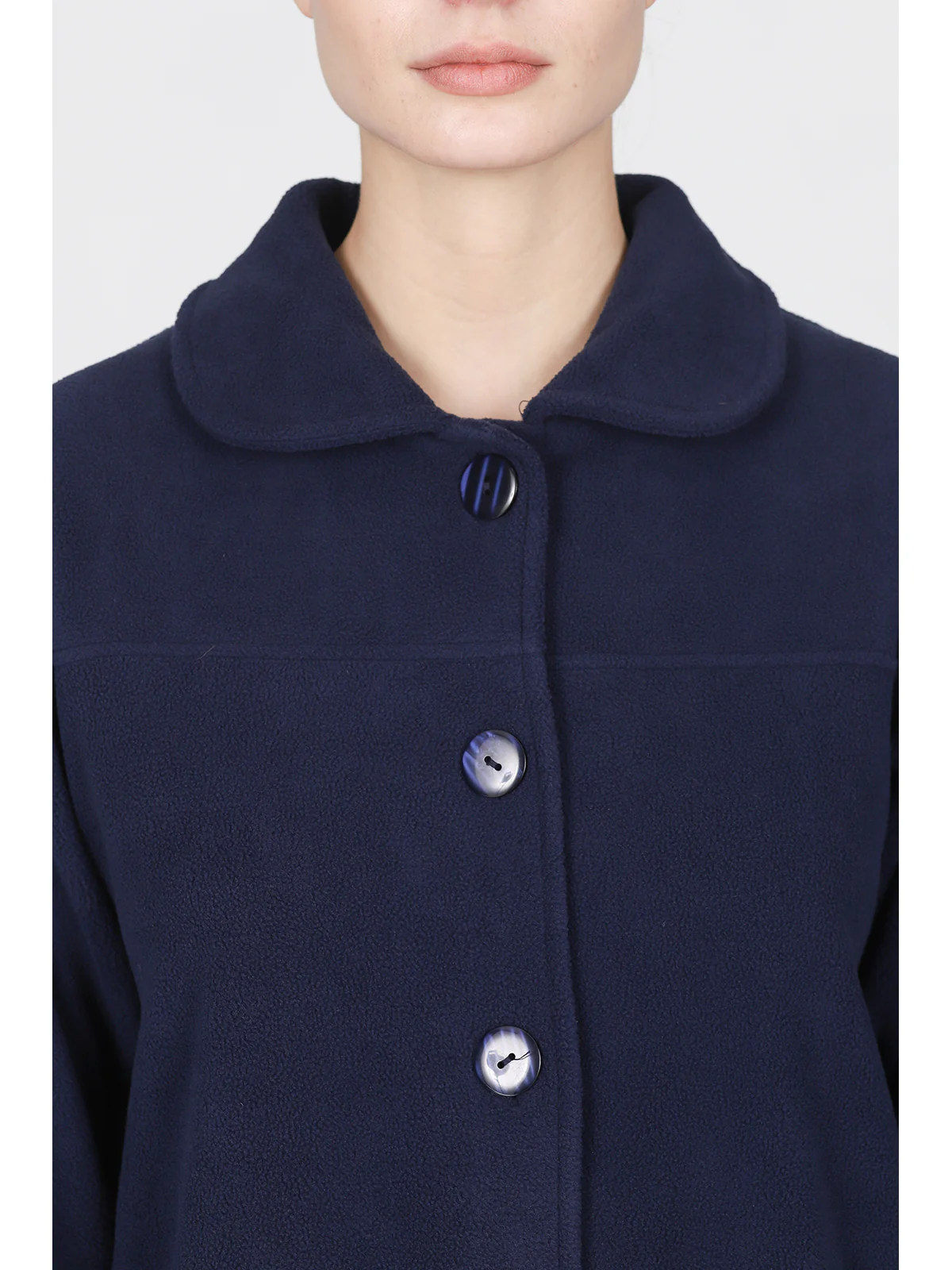 Buttoned Robe In Warm Fleece - BLUE - Image 2
