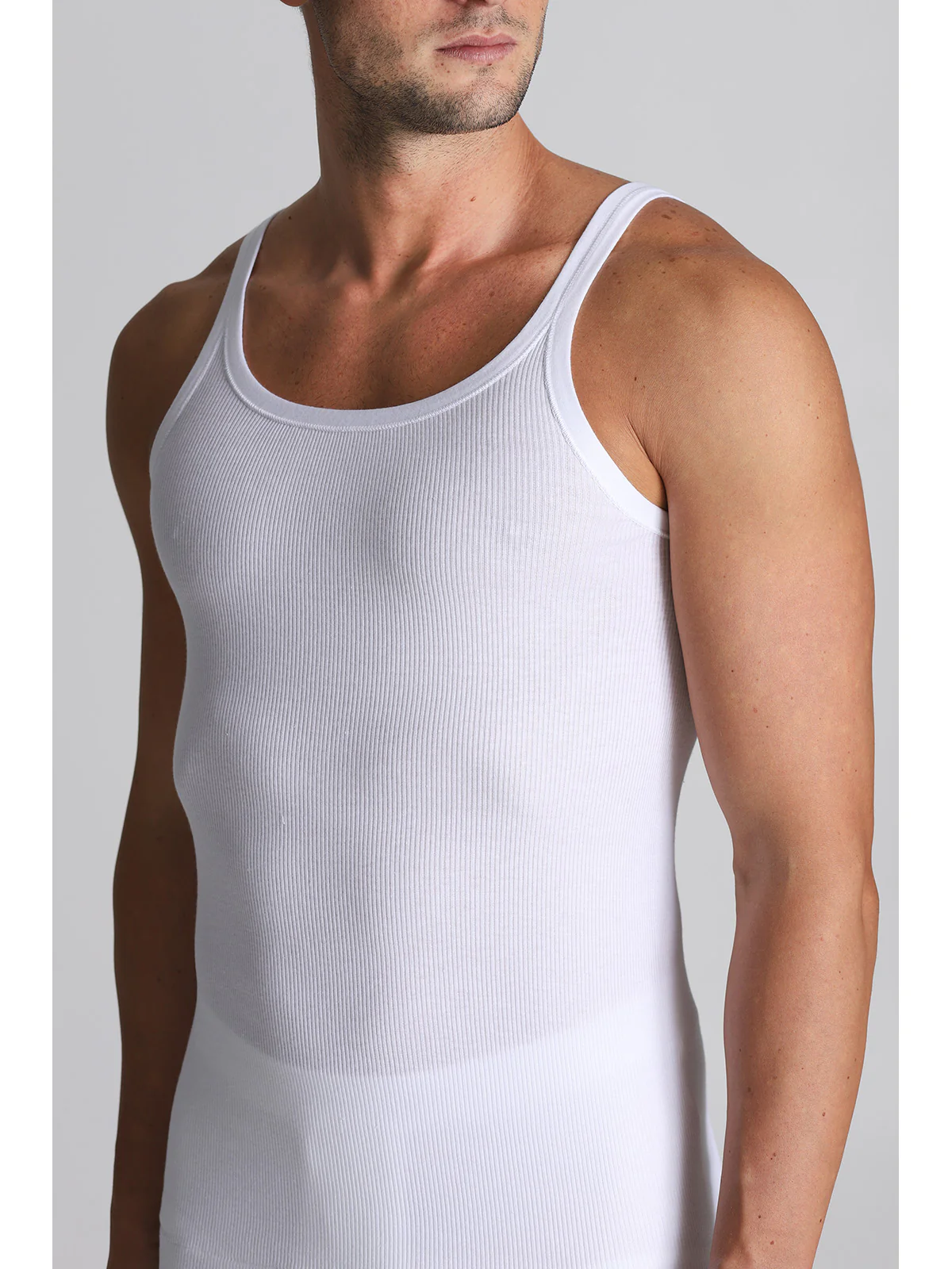 Pure Combed Cotton Tank Top - White - Image 2