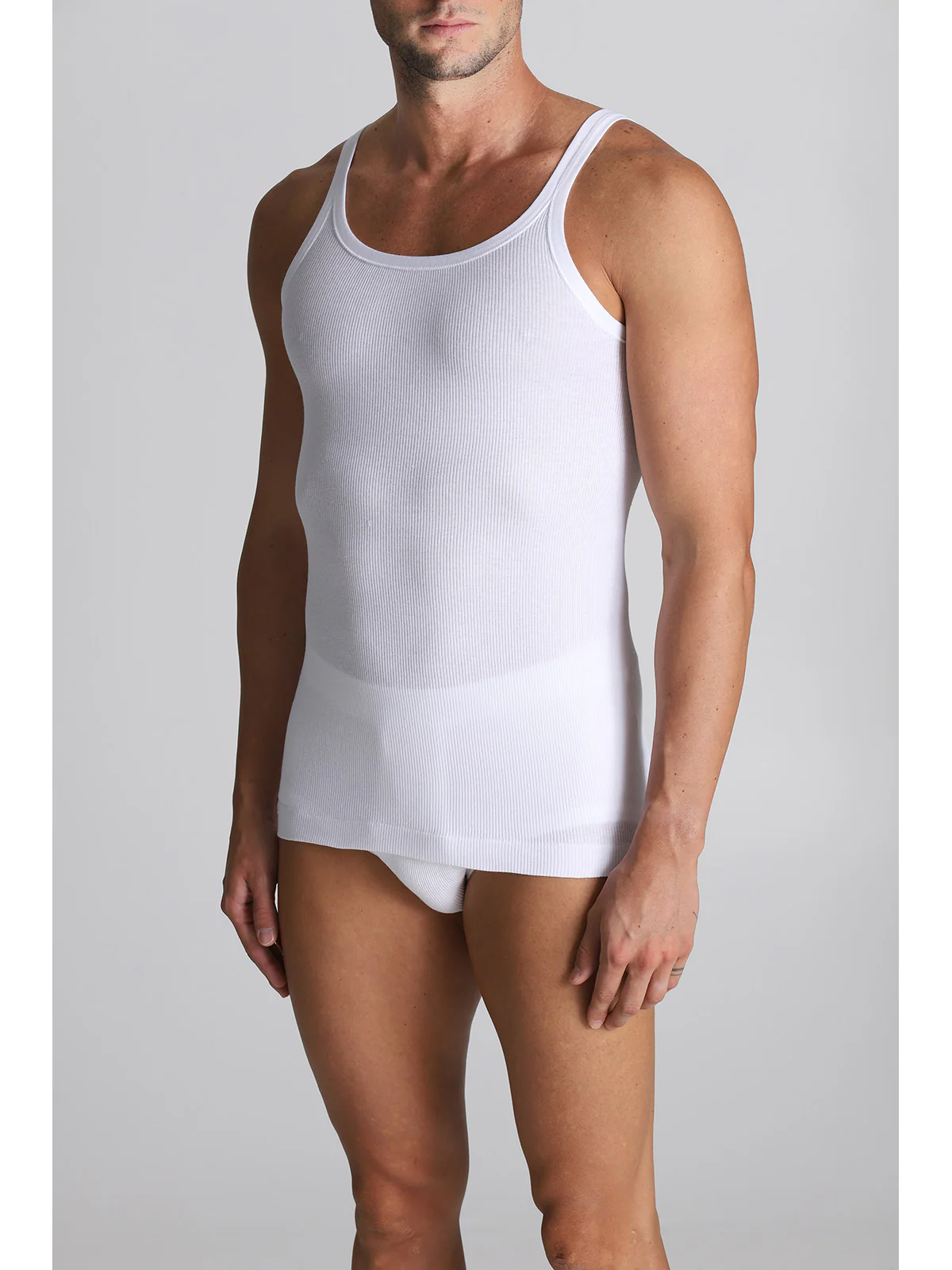 Pure Combed Cotton Tank Top - White - Image 3