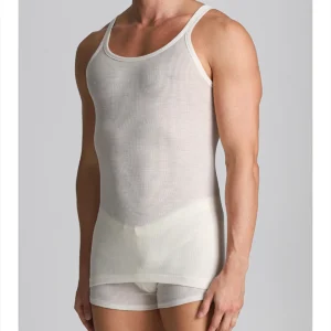 Pure Wool Tank Top With Narrow Straps - White Lan