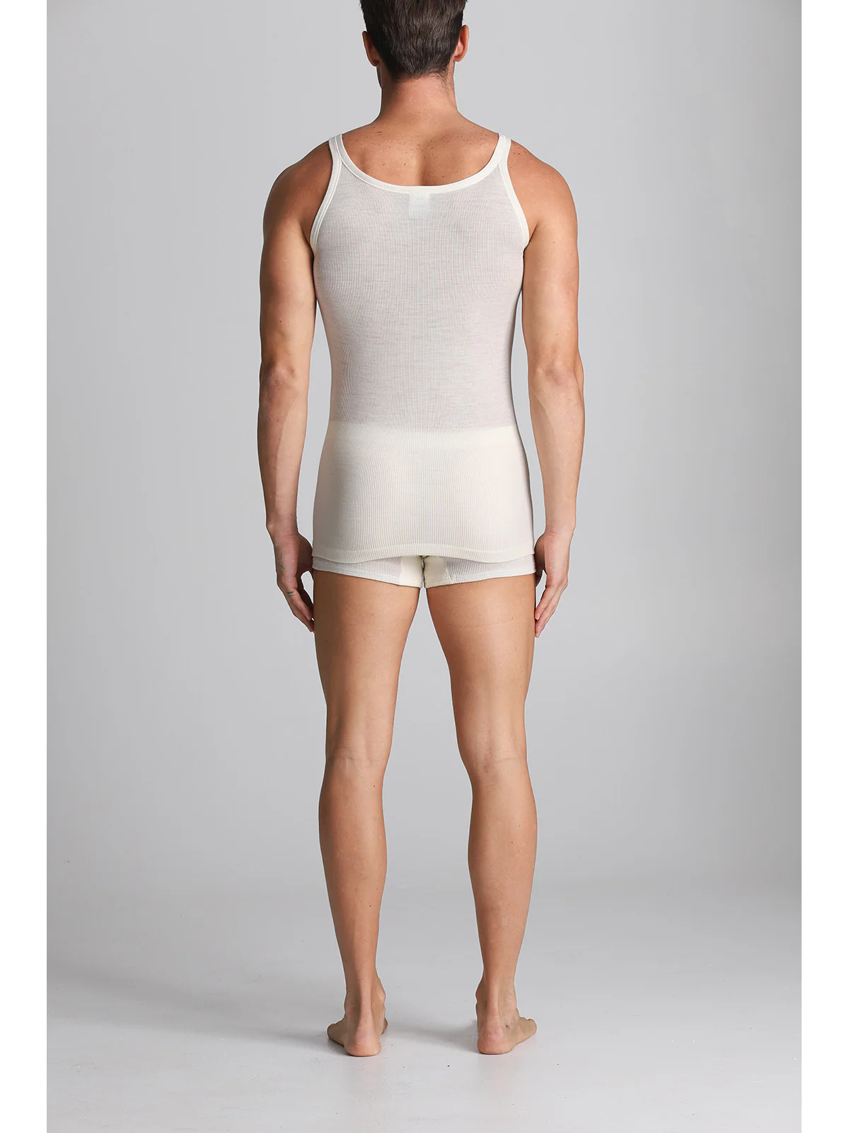 Pure Wool Tank Top With Narrow Straps - White Lan - Image 3