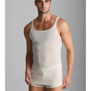 Pure Lightweight Wool Racerback Tank Top -  White Lan