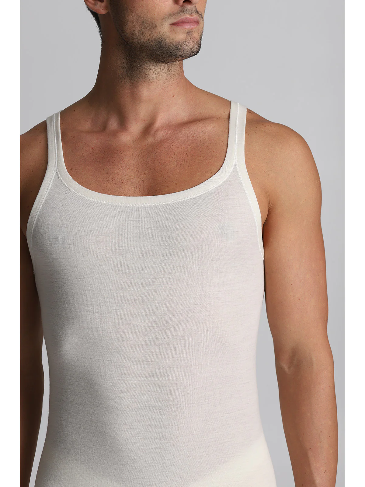 Pure Lightweight Wool Racerback Tank Top - White Lan - Image 2