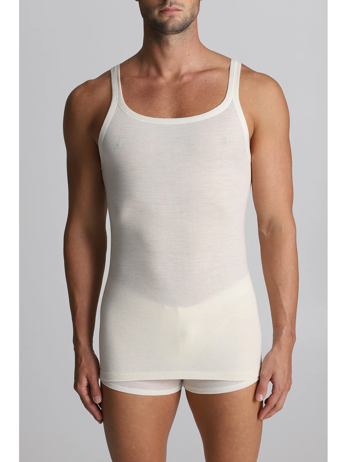 Pure Lightweight Wool Racerback Tank Top - White Lan - Image 3
