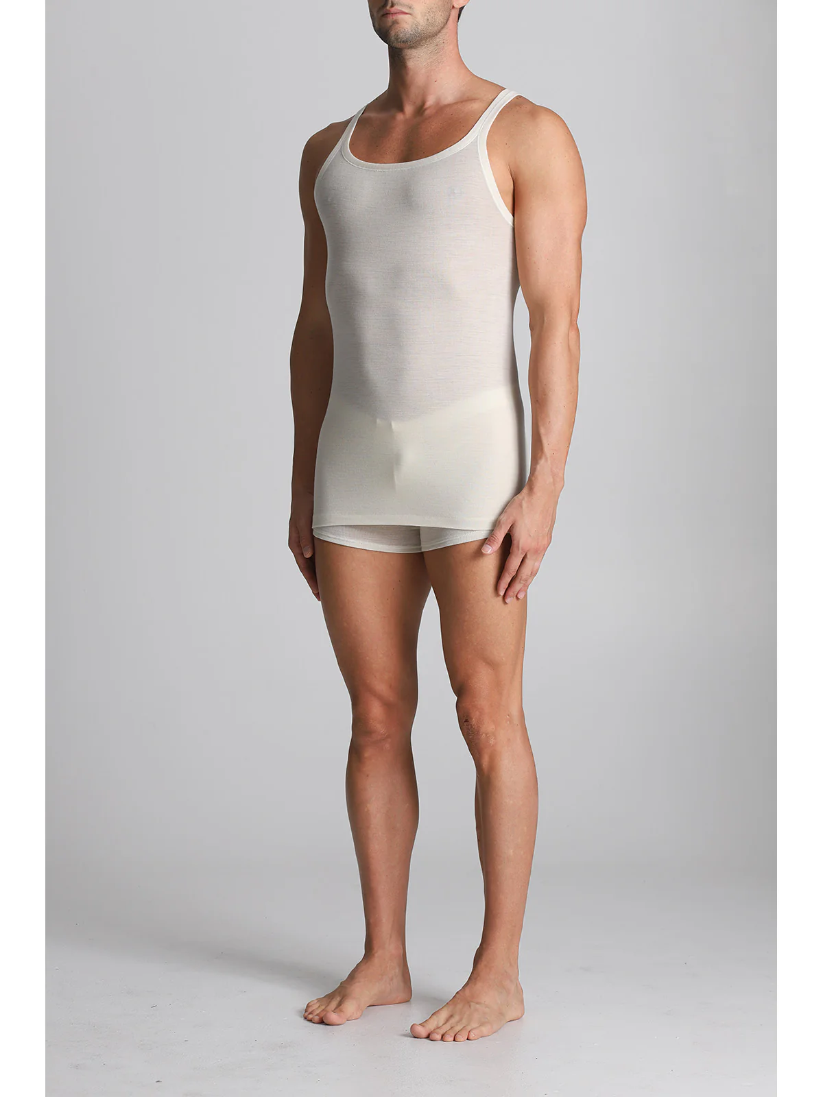 Pure Lightweight Wool Racerback Tank Top - White Lan - Image 4