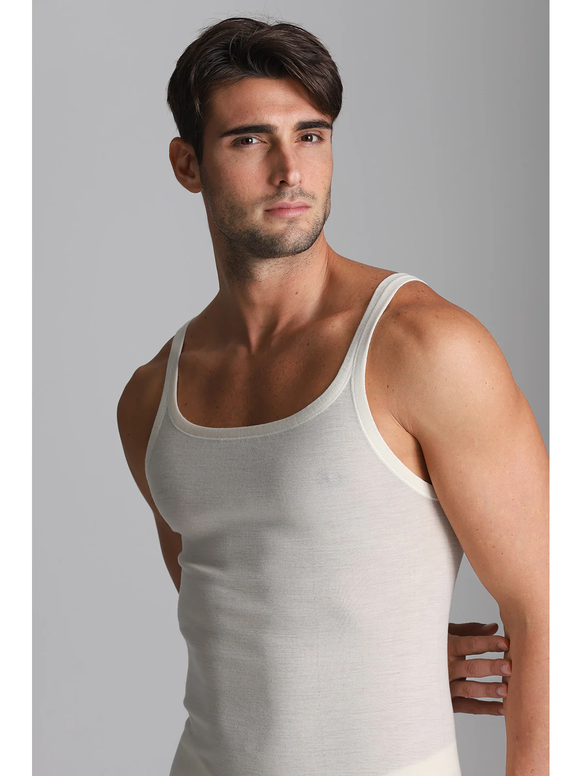 Pure Lightweight Wool Racerback Tank Top - White Lan - Image 6