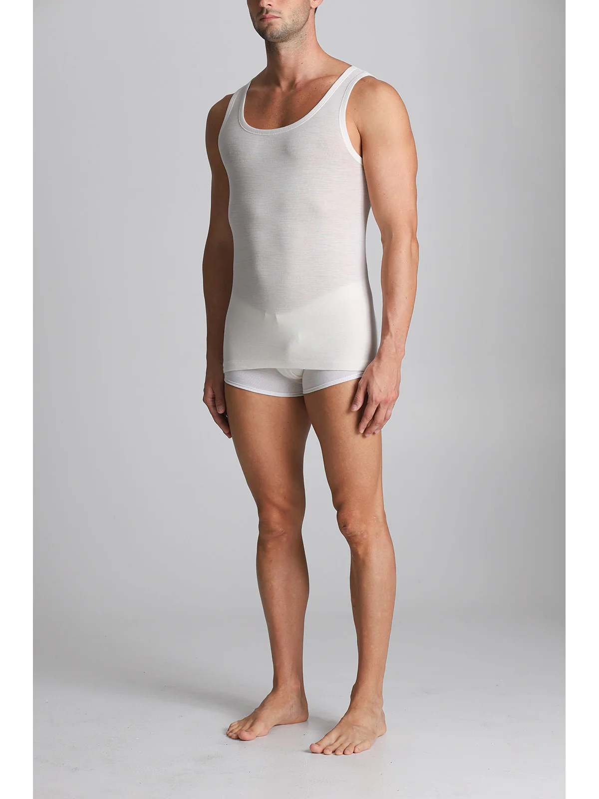 Wool Blend Racerback Tank Top - White Lan - Image 2