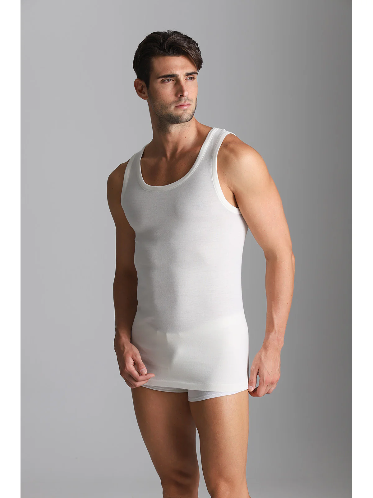 Wool And Cotton Racerback Tank Top - White Lan - Image 2