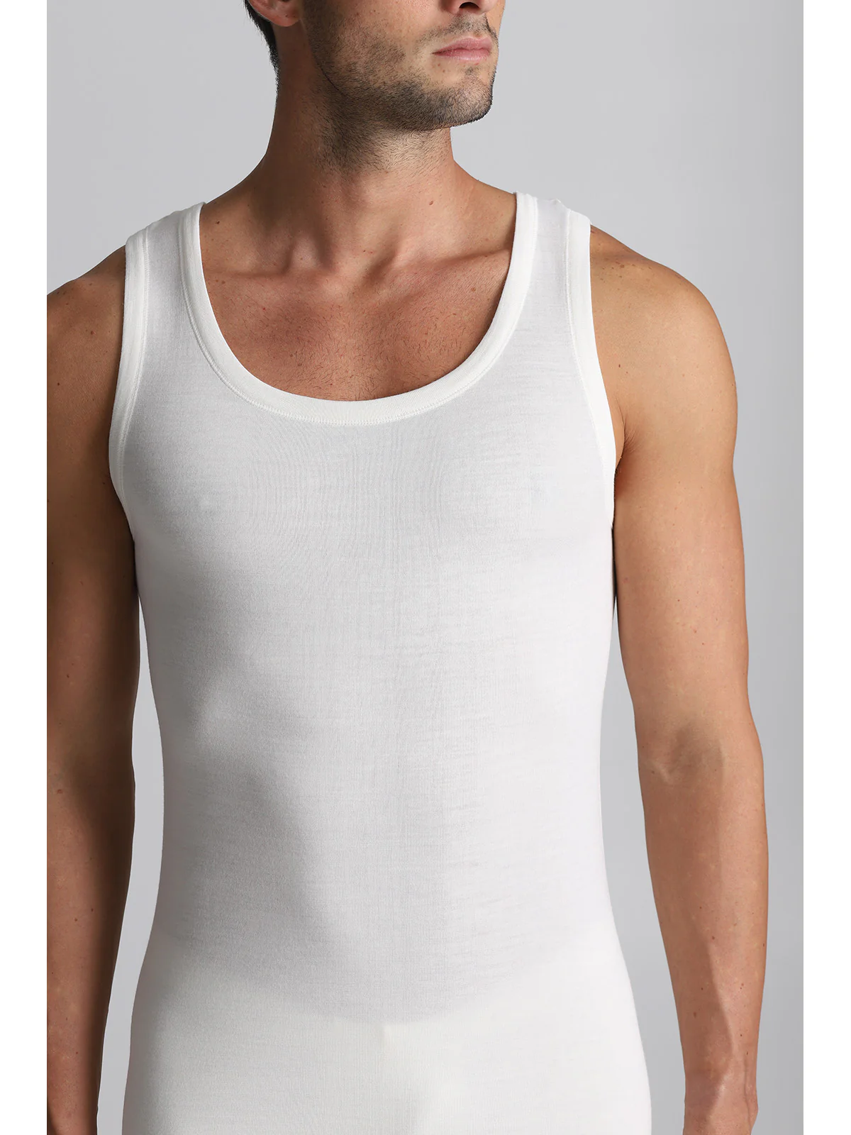 Wool And Cotton Racerback Tank Top - White Lan - Image 3