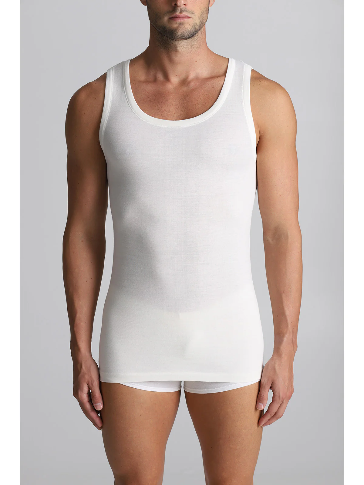 Wool And Cotton Racerback Tank Top - White Lan - Image 4