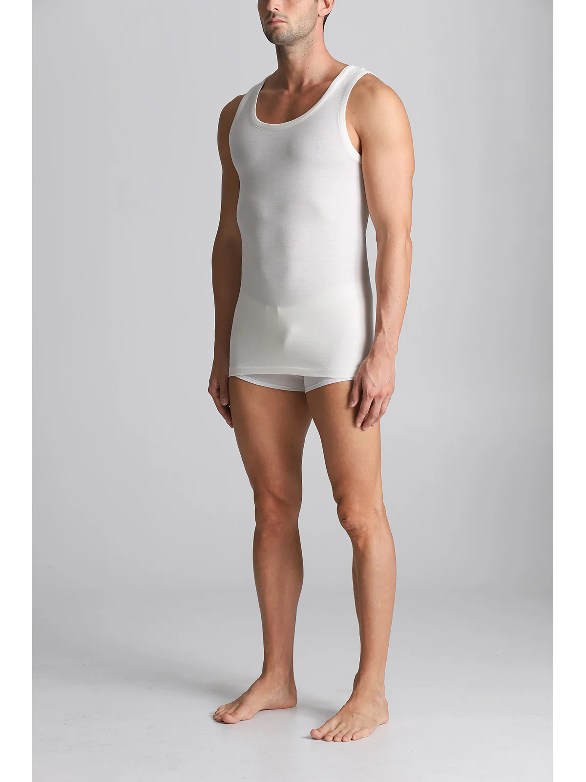 Wool And Cotton Racerback Tank Top - White Lan - Image 5