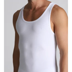 Stretch Cotton Racerback Tank Top - White