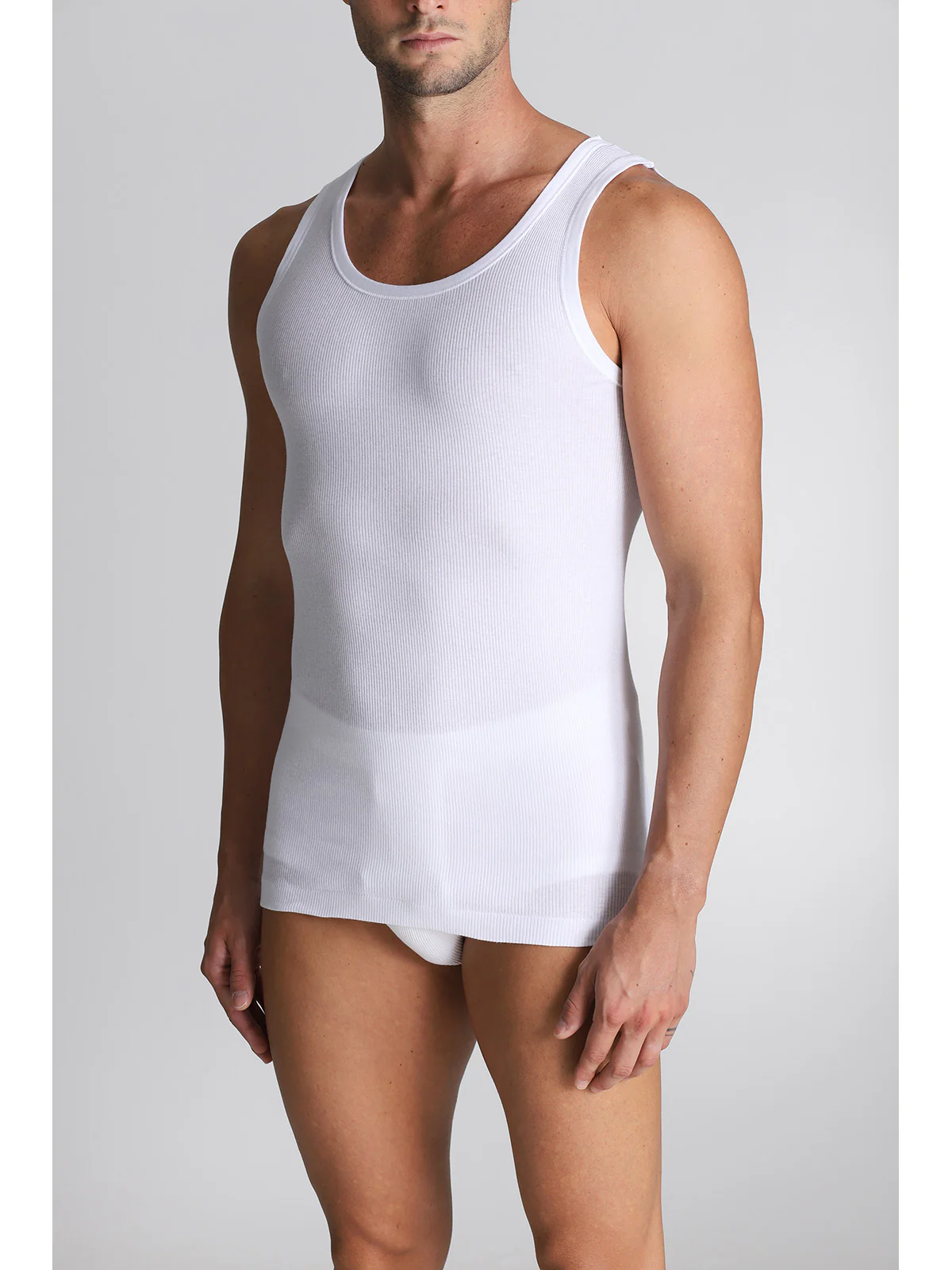 Pure Combed Cotton Tank Top - White - Image 2