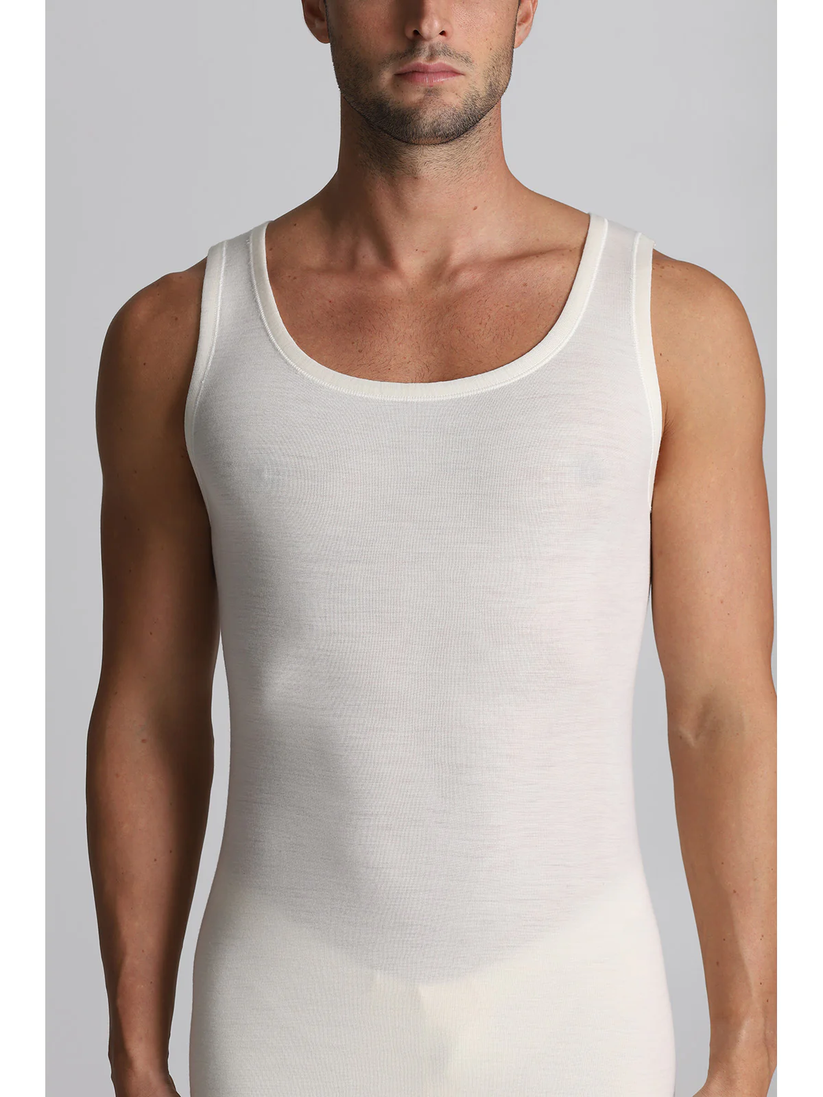 Medium Weight Pure Virgin Wool Vest - White Lan - Image 6